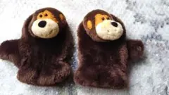 猿の顔デザイン ブラウンミトン