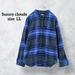 サニークラウド フェリシモ ネルシャツ ブルー コットン H0409