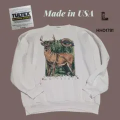 USA製TULTEXプリントスウェットトレーナーLホワイト HH01781