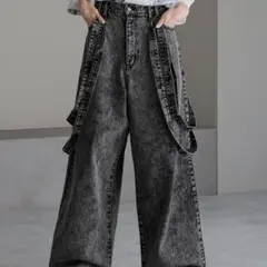 【cussil/クシル】ルーズシルエットダブルサスペンダーワイドパンツ