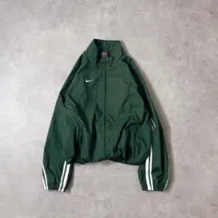 00s NIKE TEAM ナイロンジャケット 緑 Y2K アーカイブ 短丈 S
