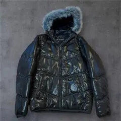 00s Y2K archive 光沢 ファー ダウンジャケット お兄系 Ｌ