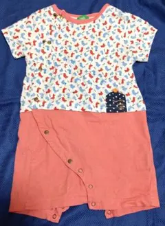 RAG MART カラフル鳥柄ロンパース 80
