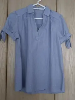 ストライプ　ドット 半袖シャツ