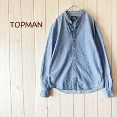 ＊TOP MAN トップマン＊ デニムシャツ バンドカラー S ライトブルーのサムネイル