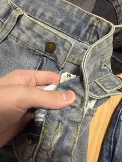 ダメージ加工 ライトブルーデニムパンツ Mサイズ