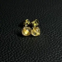 天然石NO.166 ピアス　高品質　タイチンルチルクォーツ　6mm 美しい黄金色