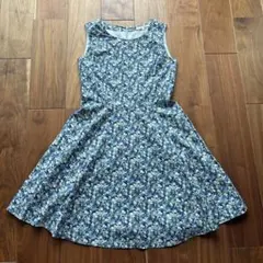 dix sept ワンピース　花柄　総柄　ノースリーブ　　ブルー　綿100%