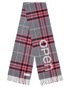 OPEN YY ストライプ 刺繍 ニットマフラー OPEN YY ストライプ 刺繍 ニットマフラー OPEN YY ストライプ