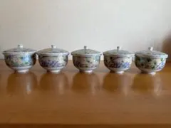 美濃焼　庫山窯　花銀彩　蓋付煎茶揃　5客セット　前畑陶器　茶味清風