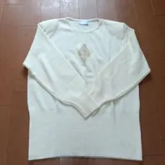 cotton blueクリーム色 長袖セーター 日本製