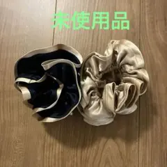サテンリボンエッジ付きヘアシュシュ2個セット　未使用品