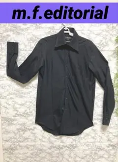 m.f.editorial サイズL 長袖ドレスシャツ 黒　銀ストライプ