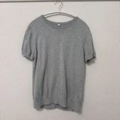 ユニクロ　グレー 半袖ニット Mサイズ