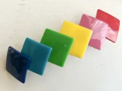 年代物 未使用 カラフルポップ 四角 レトロ vintageバレッタ