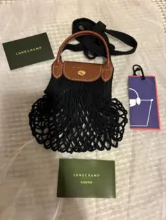 LONGCHAMP 黒 かごバッグフィレのサムネイル