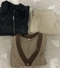 セット売り レディース 3点 ジャケット ズボン カーディガン セット