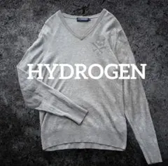 訳ありHYDROGEN グレー Vネック セーター シルク 混 スカル ラグスポ