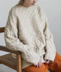 select MOCA オーバーニット アラン編み アイボリー セーター 古着