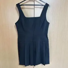 GU ローウエストプリーツジャンバードレスワンピース 黒 Lサイズ