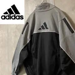 adidasアディダストラックジャケットジャージブルゾン灰色グレー黒ブラック刺繍