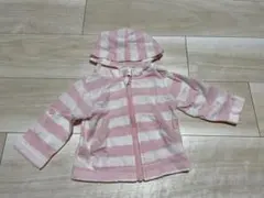 フード付きピンクストライプアウター 80