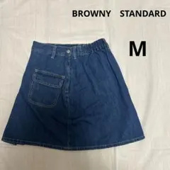 BROWNY　STANDARD デニムスカート Mサイズ　サイドプリーツで可愛い