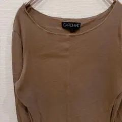 1点もの✨️【M】リブカットソー 長袖 ブラウン レディース 無地 シンプル