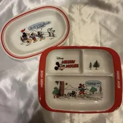 Disneyミッキーマウス 仕切り付きプレート2枚セット　コミック風　ディズニー