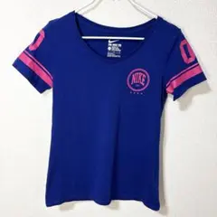 NIKE ナイキ レディース Tシャツ L ブルー ピンク Vネック スポーツ