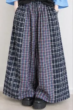 古着リメイク チェック柄 ワイドパンツ XXL