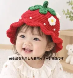 ハンドメイド いちごの帽子 かぎ針編み