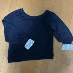 ネイビー バルーンスリーブ トップス