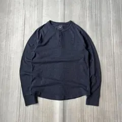 GAP ヘンリーネック カットソー ロンT 短丈 ネイビー S