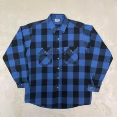 USA製 FIVE BROTHER バッファローチェックネル　青×黒