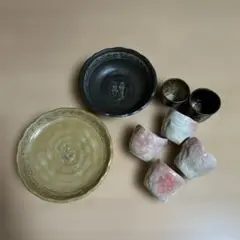 臥牛窯 現川焼 湯呑み ぐい呑み 皿 セット 刷毛目 - メルカリ