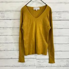 ロペピクニック リブニットセーター Vネック 長袖 オフィスカジュアル 無地 M