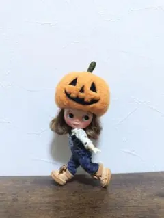 プチブライス用被り物 ハロウィンかぼちゃ帽子