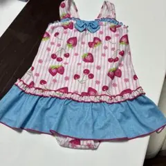 いちごとチェリー柄 女の子 ワンピース水着