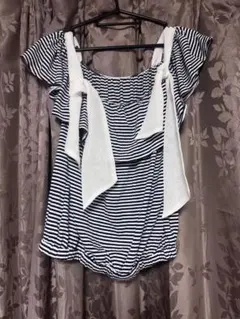 one way ストライプ オフショルダー Tシャツのサムネイル