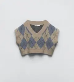 Vネック クロップドニットベスト