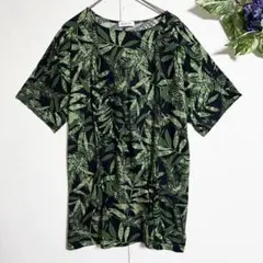 美品/フォロー割✨【セシオセラ】 半袖 カットソー M リーフ柄 総柄 Tシャツのサムネイル