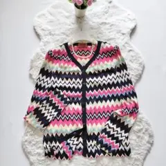 MISSONI*ミッソーニ　長袖カーディガン　イタリア製 総柄 大きいサイズ48のサムネイル
