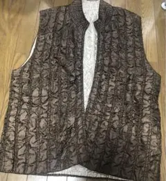 ブラウン フリル加工 ノースリーブベスト