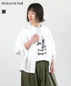 【美品】mizuiro ind (ミズイロインド) シアー シャツ ブラウス 白