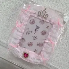 ハンドメイド17♡硬質トレカケース レースデコ×王冠 ハート ♡ピンクレース 白