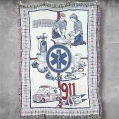 BOEZ アメリカ ラグ マット ビンテージ 白 EMS 救急救命 救急車 医療