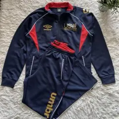 アンブロ ジャージ セットアップ M 紺×赤 ゴールドロゴ USW