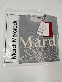 Mardi Mercredi花柄刺繍デザイントレーナー ダークグレー×ベージュ②