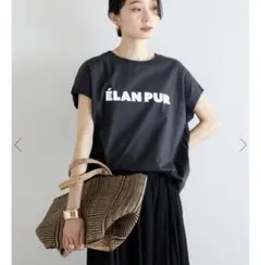 ボンジュールサガン　【汗染み防止】ELAN PURロゴフレンチスリーブTシャツ